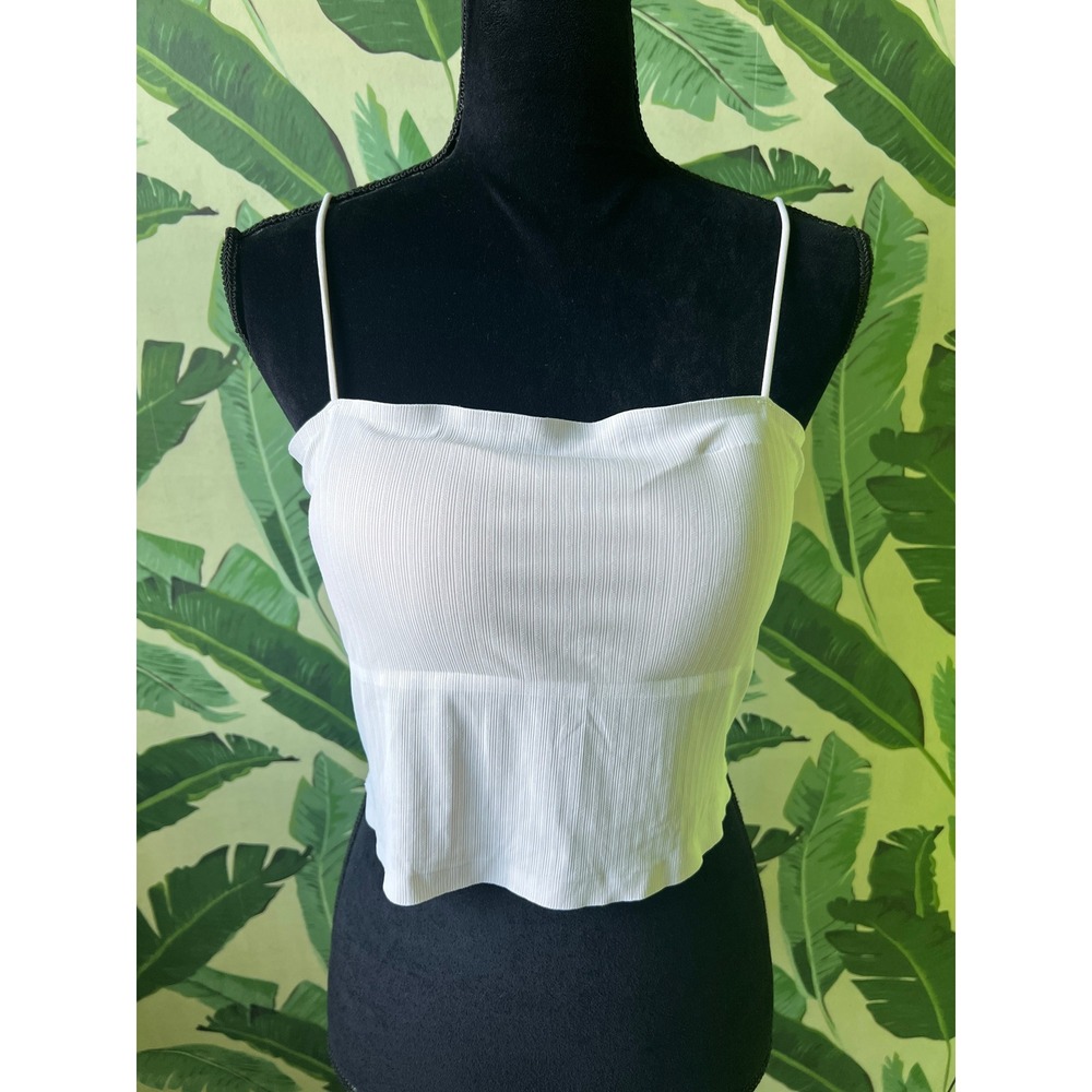 Versona Ribbed Cami Crop Top Womens Large White